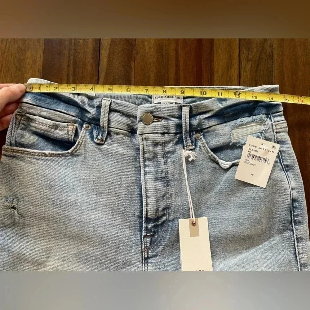 Good American Good legs straight high rise jeans distressed new with tags - Picture 4 of 8